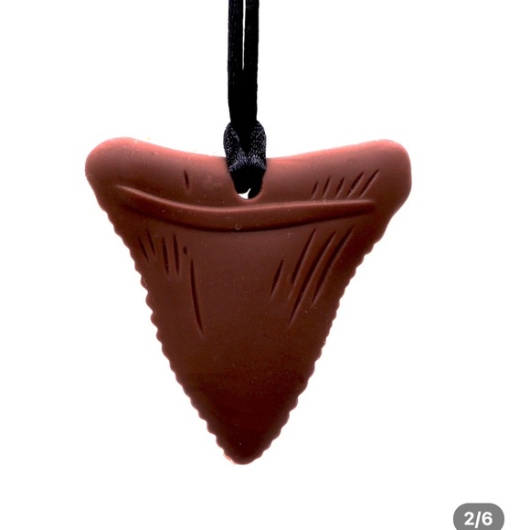 Black Shark Tooth Chew Necklace - 100% Food Grade Silicone- Anxiety, ADHD… - Picture 4 of 7